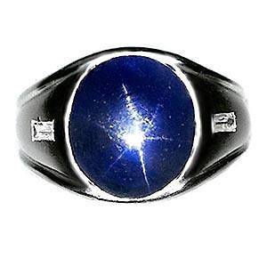   Burmese Star Blue Sapphire Diamond Ring Solid Platinum Fine Jewelry