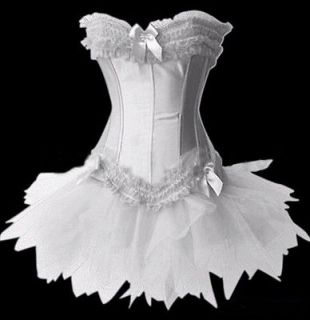 Lace Up Moulin Rouge Lolita FANCY DRESS Basque Corset TUTU Skirt S XXL 
