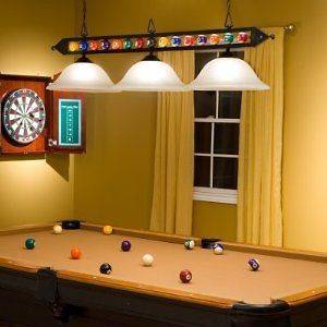   58 long POOL TABLE Billiards light white glass shades real pool balls
