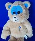   SOFT TOY teddy BEAR with CROSS blue face PLUSH stuffed animal