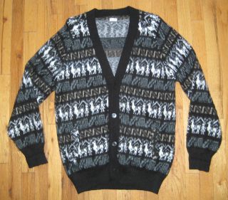 Made in Ecuador Wool Knit Cardigan Sweater Mens Large L PERFECT
