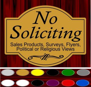 No Soliciting   Etc Acrylic Door Wall Sign Plate 12 Colors 2 Sizes 