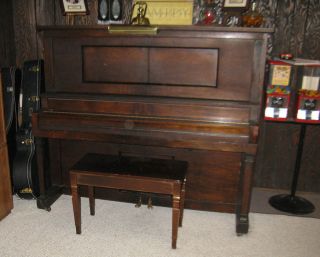 UPRIGHT PLAYER PIANO BY STORY & CLARK, 1980 REBUILD, ELECTRIFIED in 