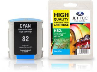 Remanufactured Jettec HP82 Cyan Ink Cartridge for Designjet Printers