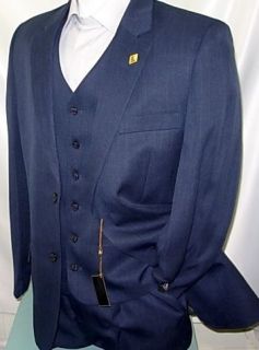 NEW ARRIVAL Stacy Adams Sun Vested Navy Blue Mens Suit Suits