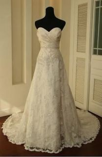   white/Ivory Lace Train Bridal Gown Wedding Dress size 6 8 10 12 14 16