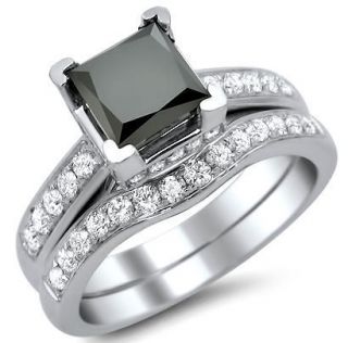 Newly listed 2.38CT BLACK PRINCESS CUT DIAMOND ENGAGEMENT RING BRIDAL 
