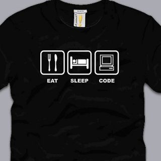 EAT SLEEP CODE T SHIRT SMALL funny programmer developer html linux 