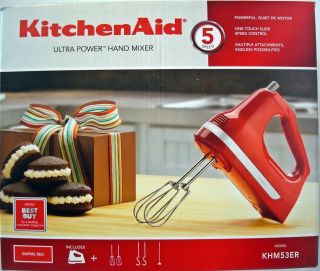 KitchenAid 5 Speed Ultra Power Hand Mixer Red ,Brand New, KHM53ER