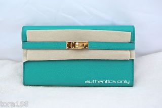 2012 COLOR BRAND NEW AUTHENTIC HERMES KELLY LONG WALLET CLUTCH BLUE 