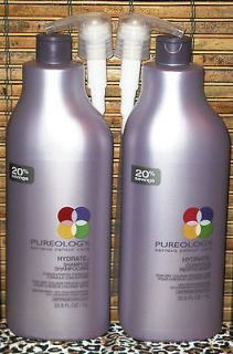 Pureology Hydrate Shampoo Conditioner Liter Set 33.8 oz Includes Pumps 
