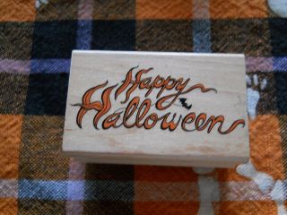 Rubber Stamp Saying Phrase Quote Verse Happy Halloween Ghostly Script 