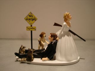   Bride/Groom Wedding Cake Topper Coon Dog/Gun/Sign/B​eagle/Raccoons