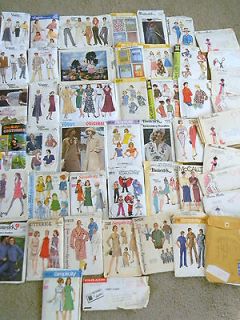 Vintage 50s~80s LOT 48 Patterns Ladies Mens Crafts Costumes Dresses 