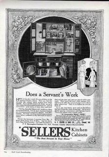 FA 1919 SELLERS CABINET CUPBOARD KITCHEN HOME DECOR AD