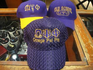 OMEGA PSI PHI FRATERNITY CAP HAT PURPLE GOLD WAFFLE, OLD SCHOOL