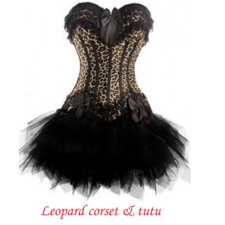   Burlesque Moulin Rouge Dance Party Costume Corset Bustier & tutu S 6XL
