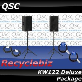 QSC KW122 Deluxe Package w/ Stands, Power & Mic Cords