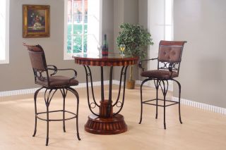 Black Metal/Cherry 3 pc Bistro Counter Dining Table Set