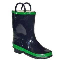Itasca PUDDLE JUMPER Womens Navy/Green All Rubber WATERPROOF Rain Boot