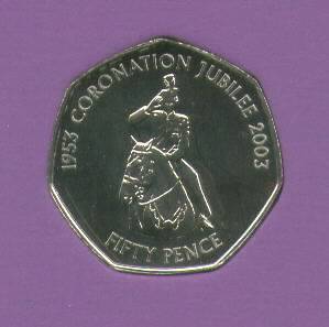2003 Guernsey Queen Elizabeth II Coronation Jubilee Coin (BU) in 