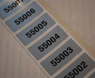 250 LARGE CHROME RECTANGLE NUMBERED LABELS STICKERS