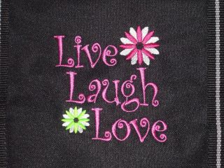 Thirty One Embroidered Large Utility Tote Spirit Black Live Laugh 