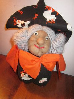   WITCH RAG DOLL DECORATION BOO HAT STUFFED NYLON FACE GHOST CAT