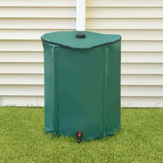 Knock Down Rain Barrel with Downspout Diverter