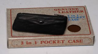 Vintage Genuine Leather 3 in 1 Change Pocket Key Case