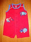   SIZE 0/3 MONTHS RED CONSTRUCTION ROMPER DUMP TRUCK DIGGING OUTFIT CUTE