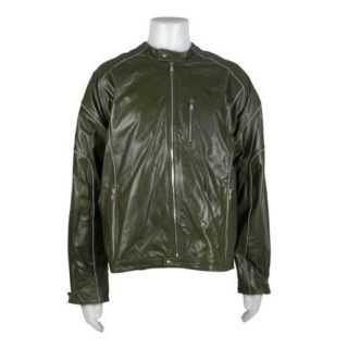 Adidas Remix Motorcycle Leather Jacket Coat Dark Green Size 2XL Tall 