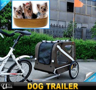  Outdoor Pet Dog Bike Bicycle Trailer Coffee White Waterproof 2 Windows