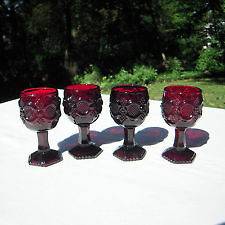 AVON 1876 CAPE COD RUBY RED 5 GLASS WINE/WATER GOBLETS   UNUSED