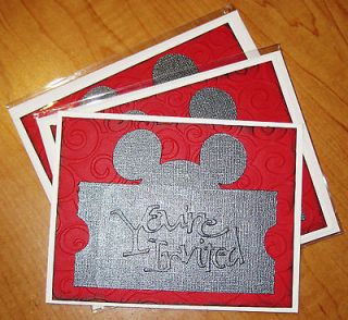HANDMADE Red Black Stampin Up Invitations Greeting Cards Disney 