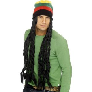 Rasta Hat w/ Dreadlocks Jamaican Smiffys Fancy Dress Costume