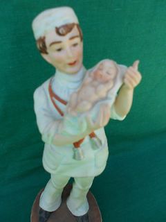 OBSTETRICIAN doctor & newborn, LEFTON 8 porcelain figurine,pedia 
