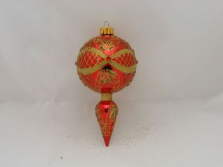 Red with Gold Glitter Decorated Ornaments/3 styles/Each sold 