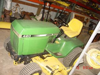 John Deere 420 Lawn & Garden Tractor 60 Mower Deck Runs and Mows 