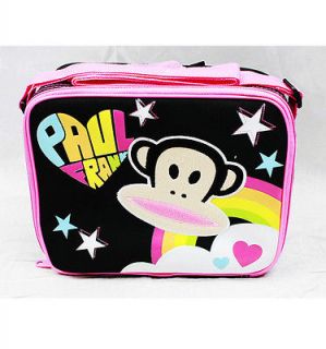   PAUL FRANK Monkey LUNCHBAG Lunch Bag Box Case Black Pink Hearts NEW