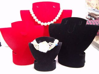 New 4sets red and black Velvet bust Necklace Earring Jewelry Display 