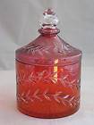 ANTIQUE KITCHEN CONTAINER CANISTER CUT GLASS CRYSTAL CRANBERRY LARGE 