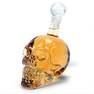   Skull Liquor Wine Vodka Whiskey Glass Bottle Jar Decanter Party New