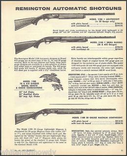 1973 REMINGTON Model 1100 SHOTGUN AD Lightweight~28 & 410~ 20 gauge 