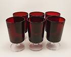   Arques~Cristal Ruby Red Cavalier Water Glasses~Goblets~France