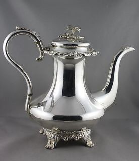 Very Detailed Vintage Silver Plated 9 1/2 Inch Tall Footed Coffee Pot