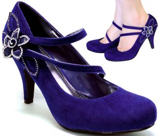   shoes royal blue suede like flower rhinestones stilettos high heel