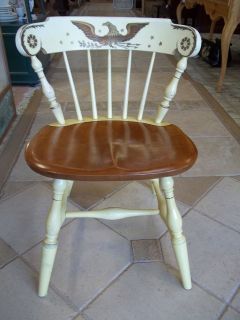 Vintage Hitchcock Cream Harvest Side Chair with Eagle Stenciling