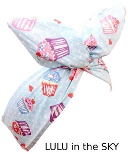   PIN up wire Headband Hair Wrap, Blue with Cupcakes Cute & Kitsch