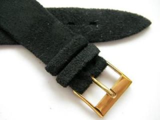 Olma black leather  suede SWISS watch band 60s